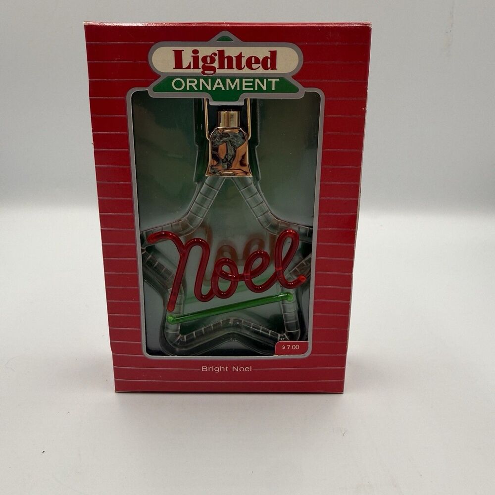 Hallmark Keepsake Ornament “Bright Noel” Lighted Christmas 1987 Red White Star.